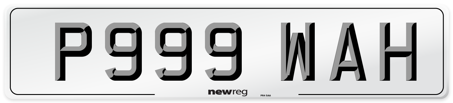 P999 WAH Number Plate from New Reg